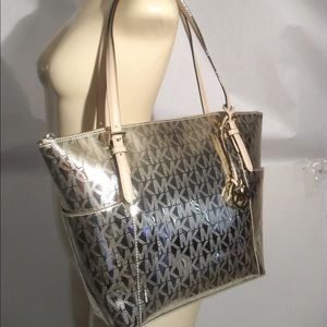 Michael Kors metallic gold jet set tote